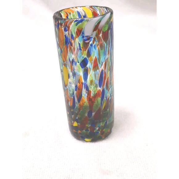 Handblown Shot Glass 4" Multicolor Confetti Rainbow Collectible Party Replacemen - Picture 2 of 7